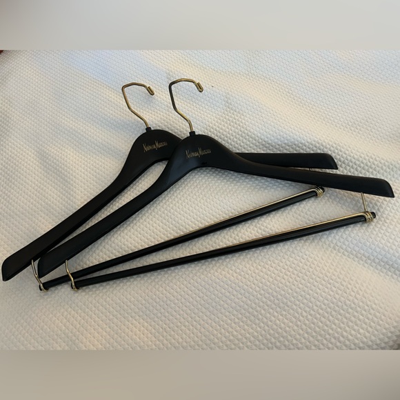 Vintage Used Neiman Marcus Suit Coat Hanger Black Wood Lot Of 2 Nice Original Closet Accessories